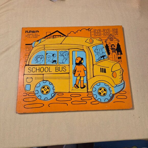 Playskool School Bus Wooden Board Puzzle Kids - Picture 1 of 2